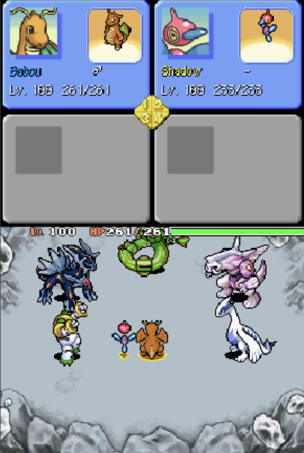 A floor with 5 boss: primal dialga, regigigas, rayquaza, palka and lugia